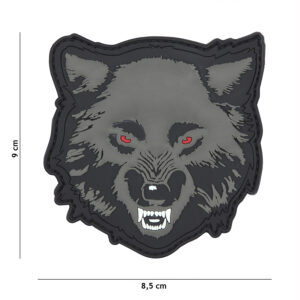 Embleem 3D PVC Wolf grijs #11138