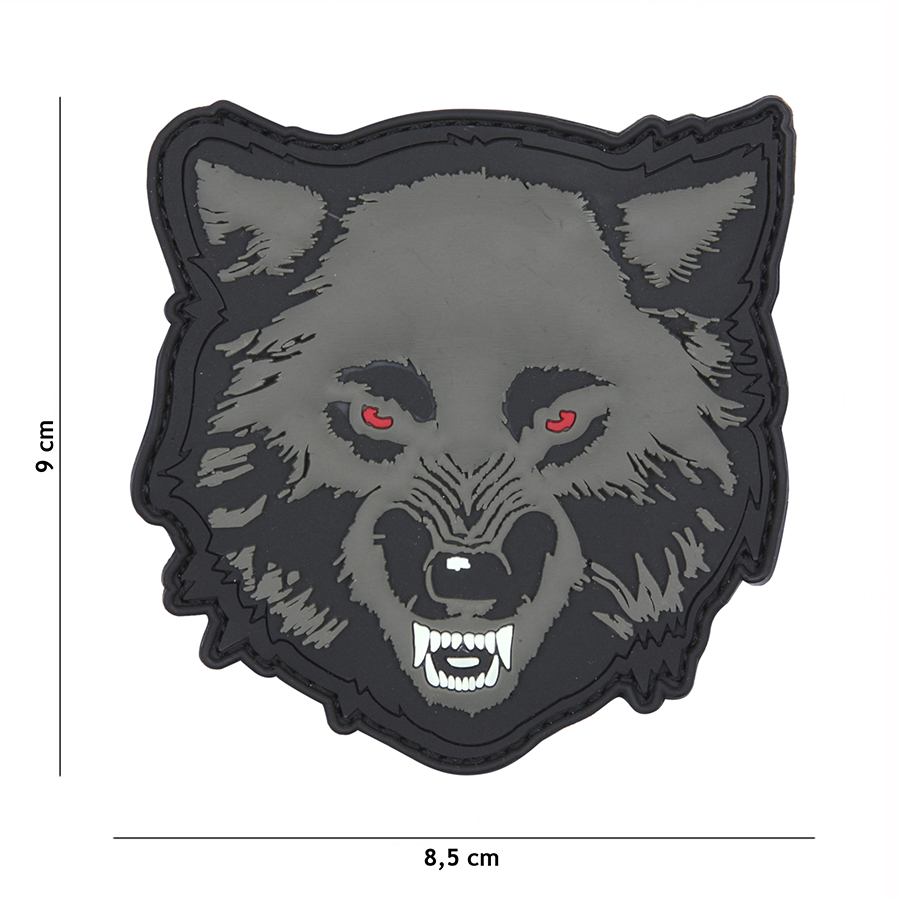 Embleem 3D PVC Wolf grijs #11138