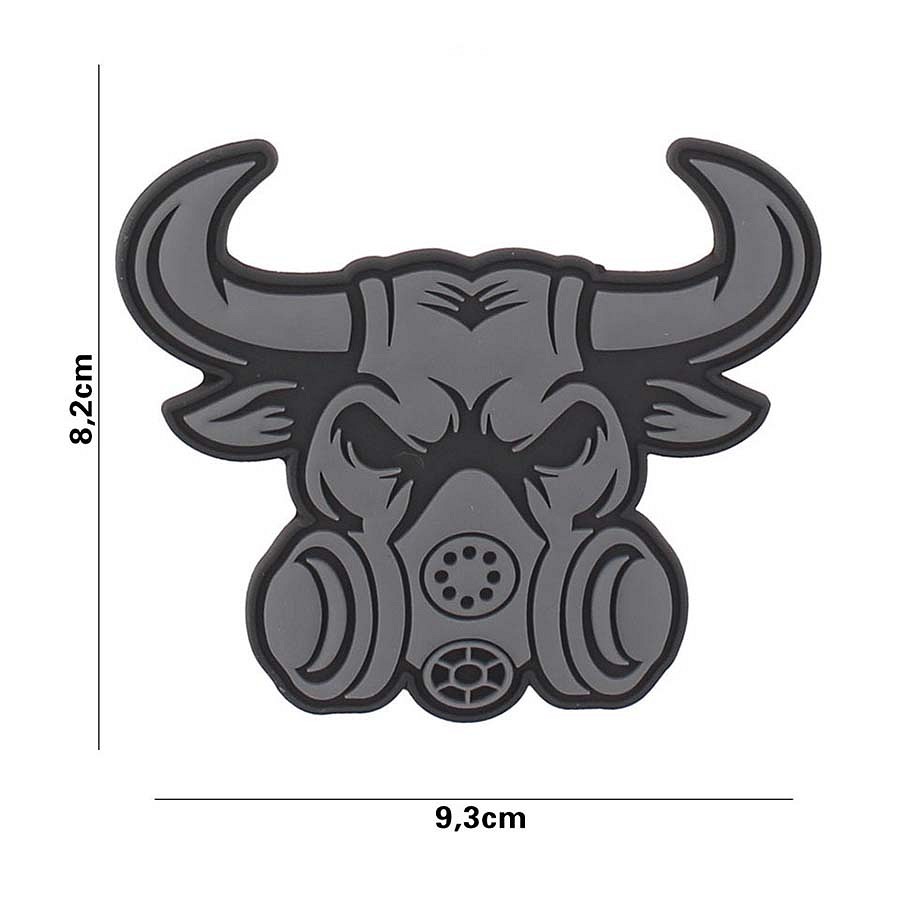 Embleem 3D PVC Gasmask bull grijs #3130