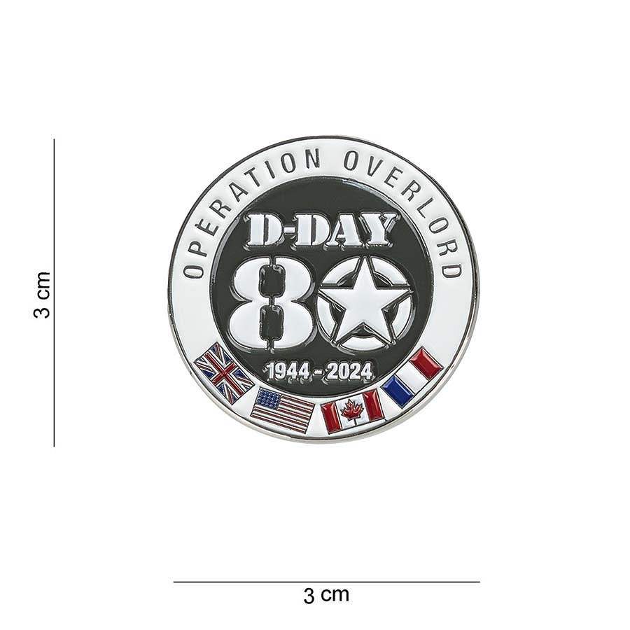 Embleem metaal D-Day 80 pin 1944-2024 Allied flags #6046