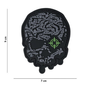 Embleem 3D PVC Target eye skull grijs #15042