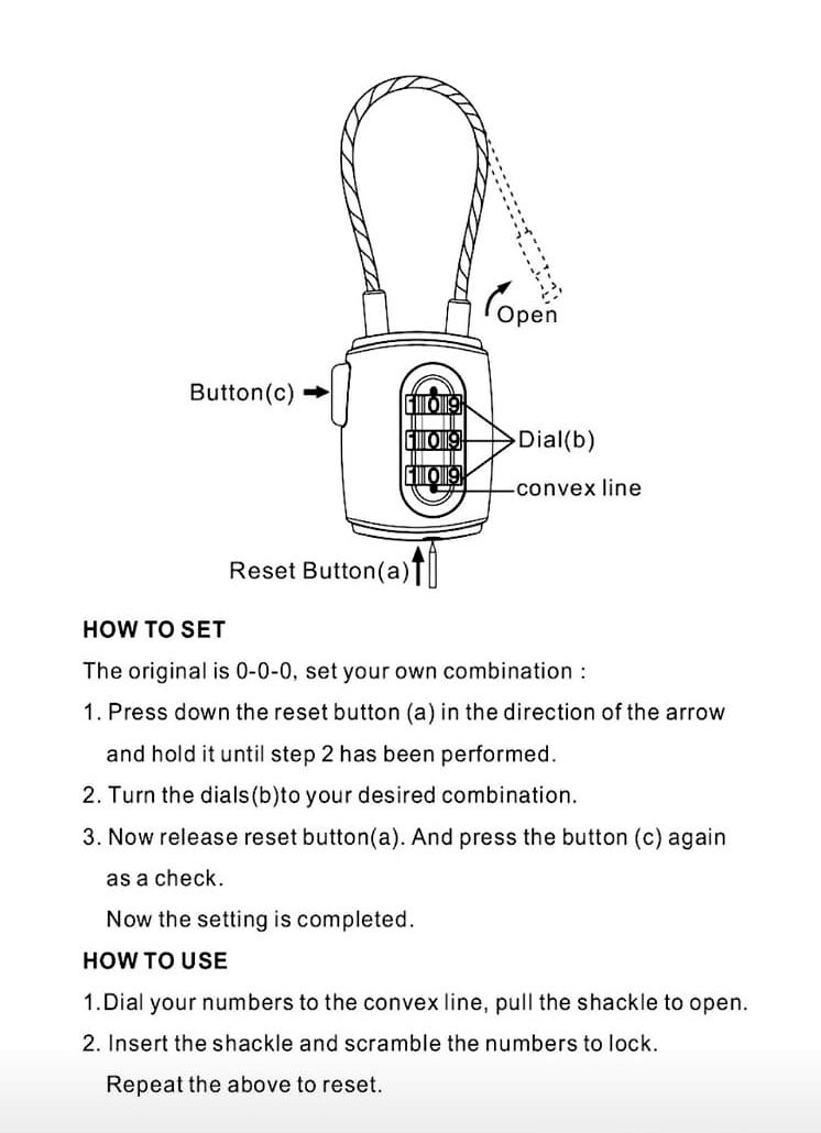 101 INC Combi lock / cijferslot - Afbeelding 2