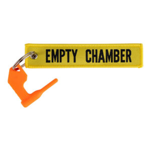 Sleutelhanger Empty chamber met plug geel #75