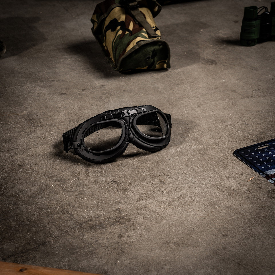 Fosco Industries Motorbril zwart RAF - Afbeelding 4