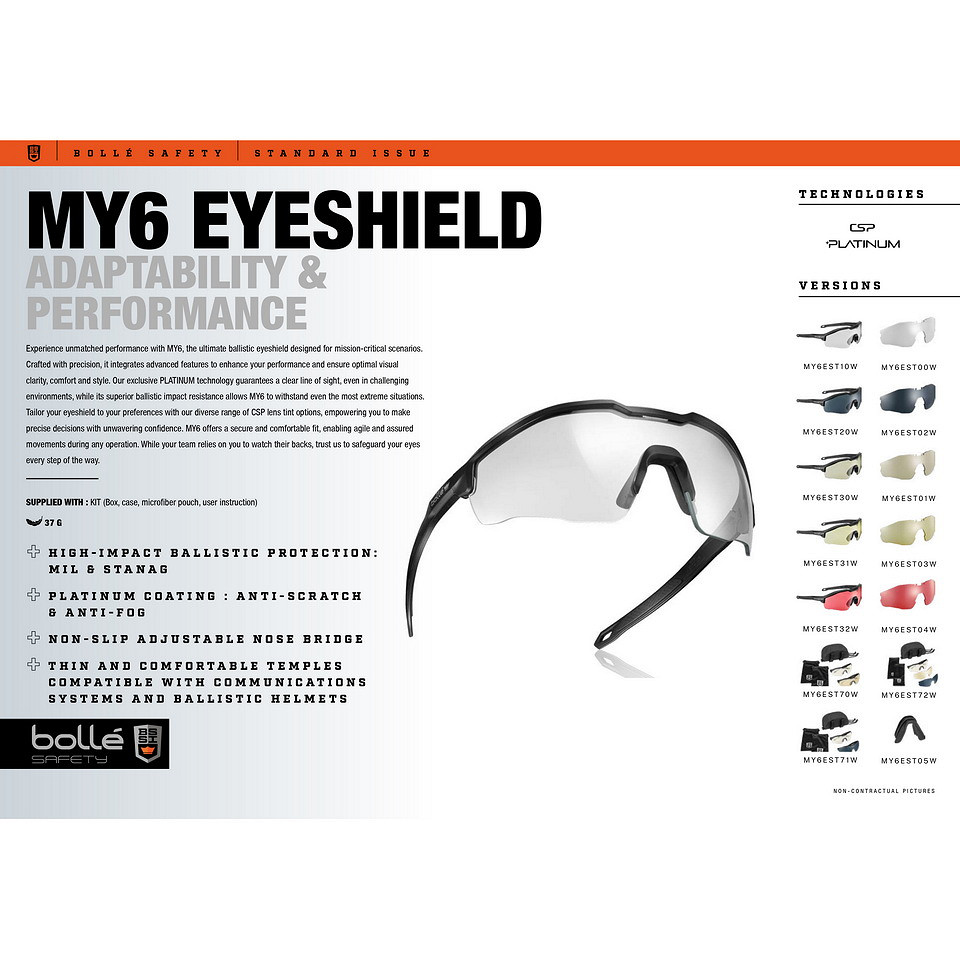 Bollé tactical Bollé MY6 bril platinum clear (MY6EST10W) #75 - Afbeelding 5