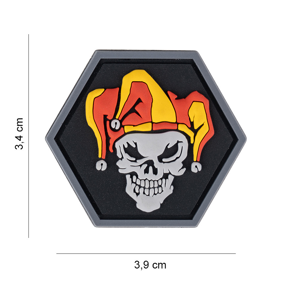 Embleem 3D PVC Hexagon skull joker #8055