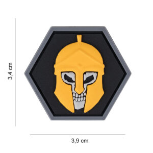 Embleem 3D PVC Hexagon skull spartaan #8056