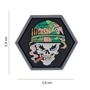 Embleem 3D PVC Hexagon skull Vietnam ace #8058