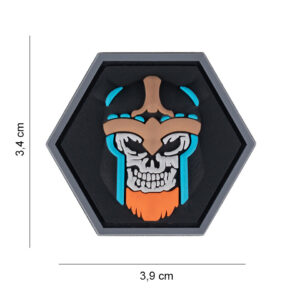 Embleem 3D PVC Hexagon skull viking #8059