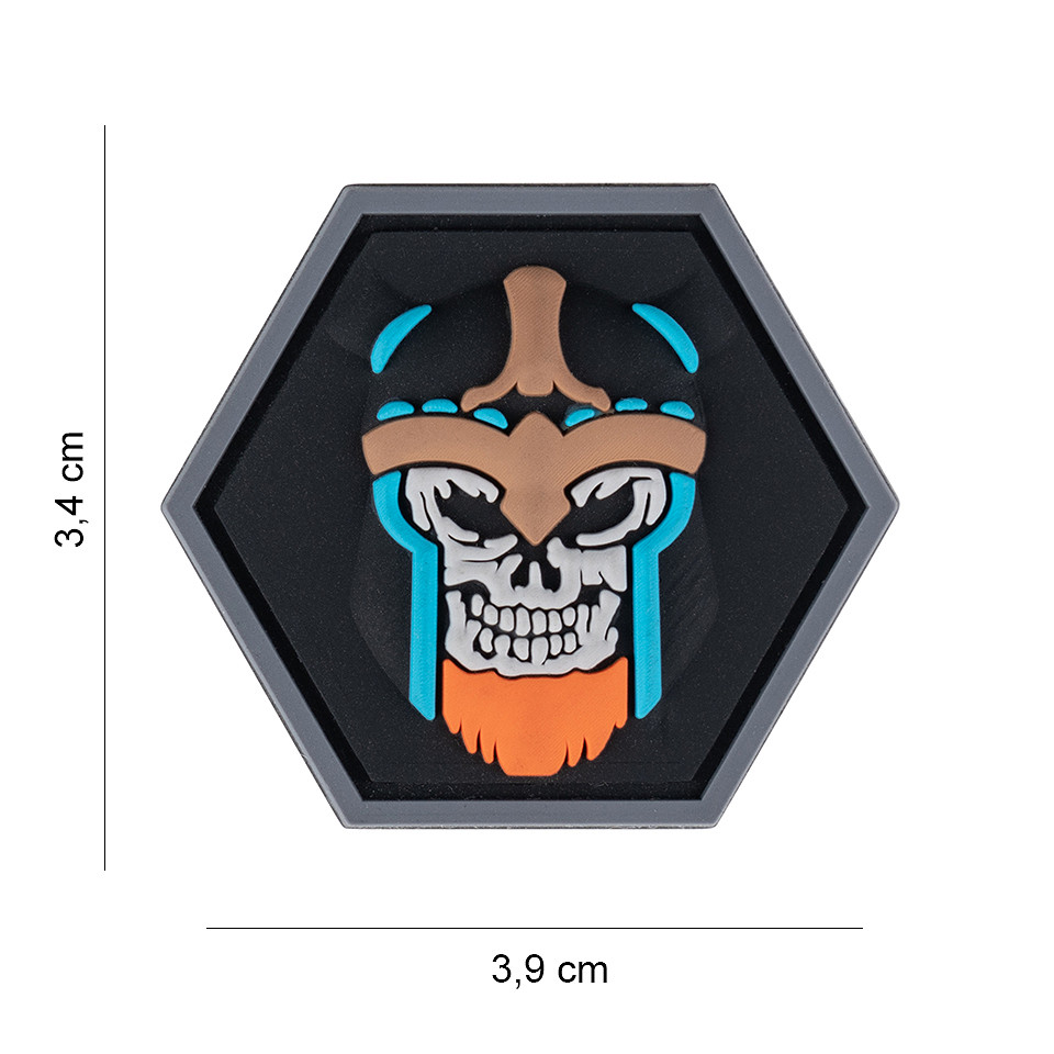 Embleem 3D PVC Hexagon skull viking #8059