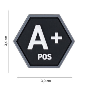 Embleem 3D PVC Hexagon bloedgroep A+ positief #8062
