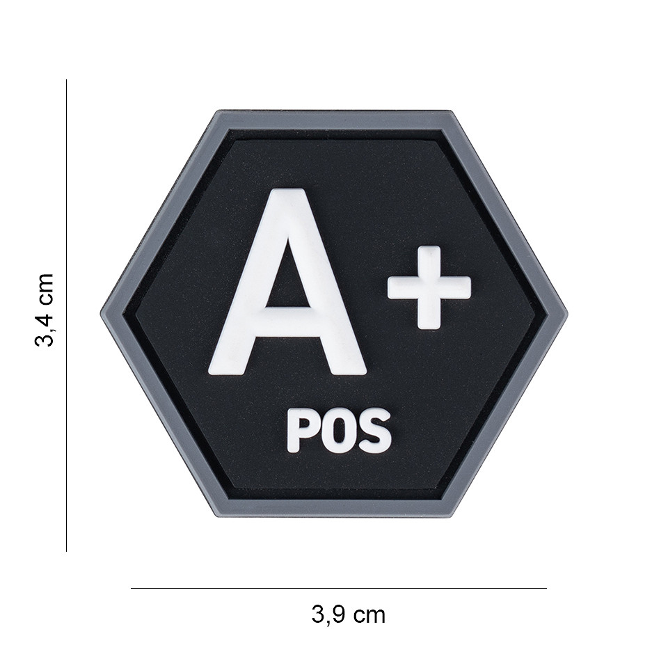 Embleem 3D PVC Hexagon bloedgroep A+ positief #8062