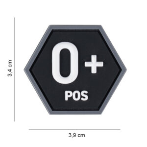 Embleem 3D PVC Hexagon bloedgroep O+ positief #8063