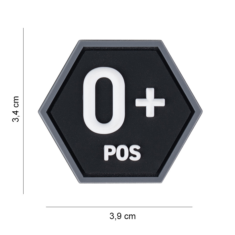 Embleem 3D PVC Hexagon bloedgroep O+ positief #8063