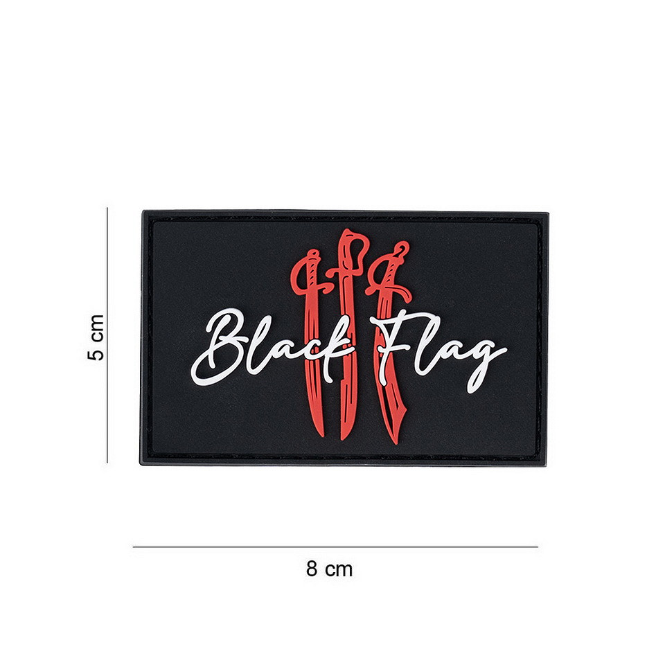 Embleem 3D PVC Black flag with swords #13086