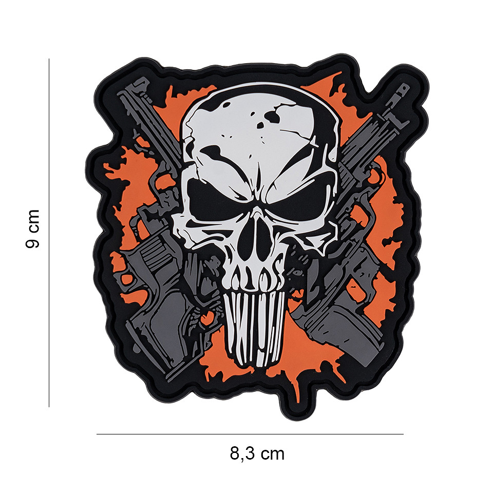 Embleem 3D PVC Punish skull crossed guns #6119