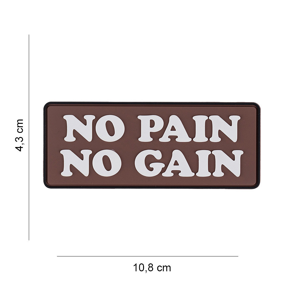 Embleem 3D PVC No pain No Gain #10003 Embleem 3D PVC No pain No Gain #10003
