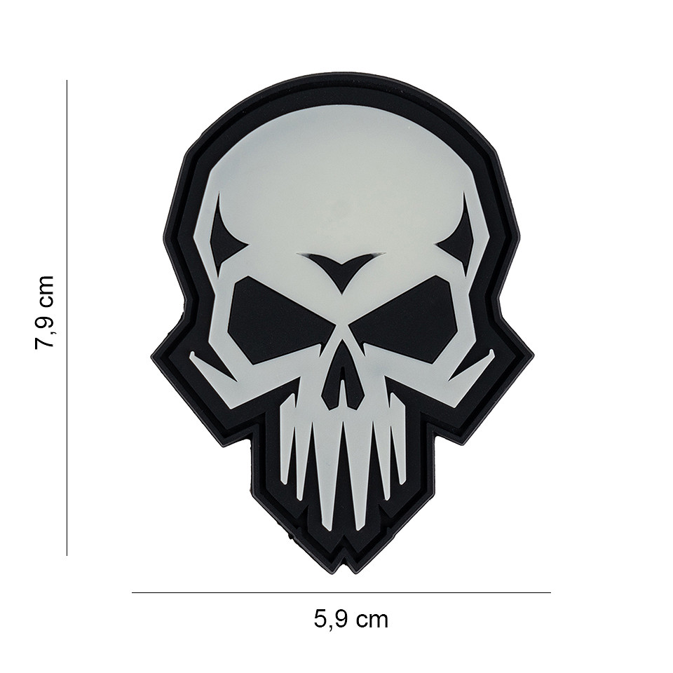 Embleem 3D PVC Psycho skull glow in the dark #10027 Embleem 3D PVC Psycho skull glow in the dark #10027