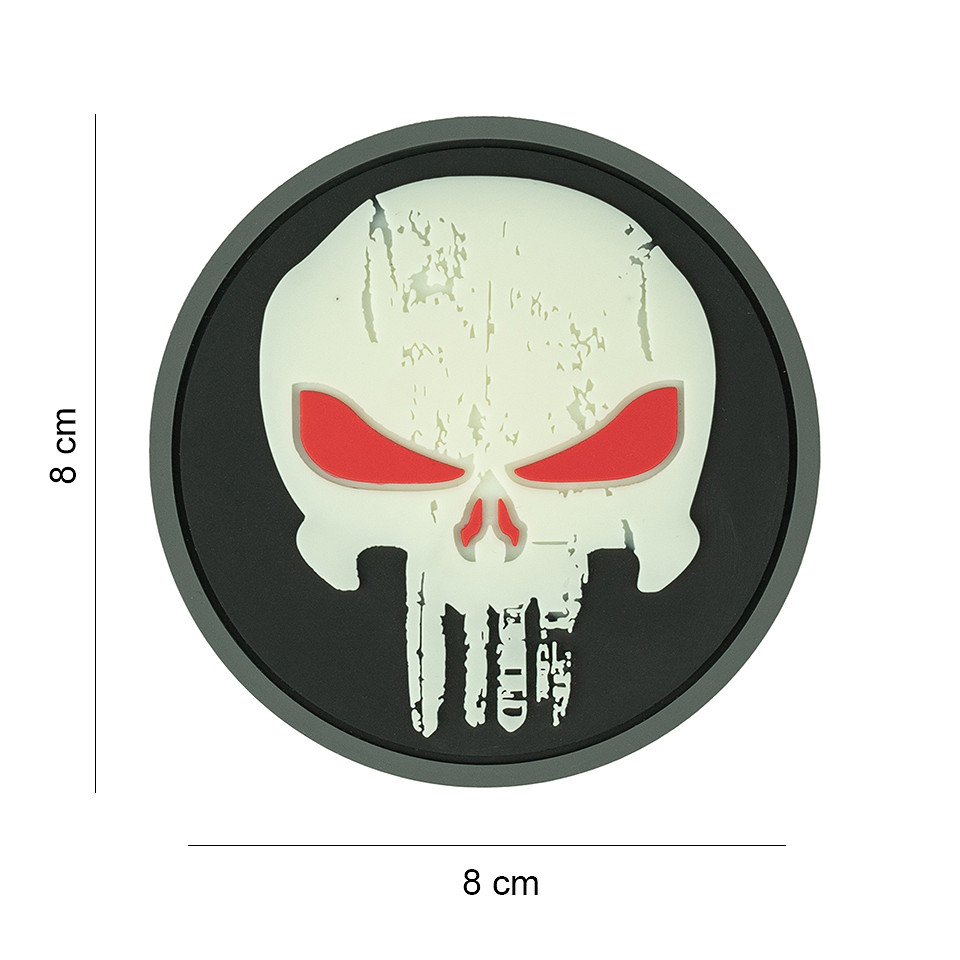 Embleem 3D PVC Punisher red eyes glow in the dark #8001