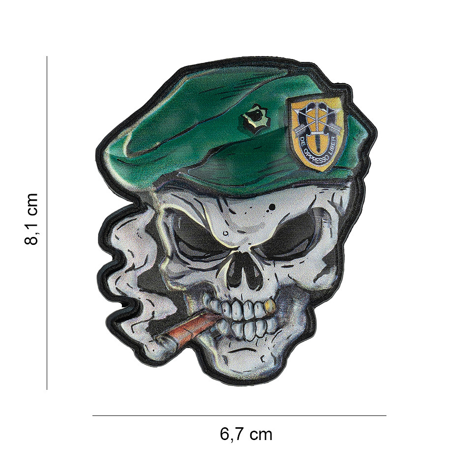 Embleem 3D UV Skull green beret #8037