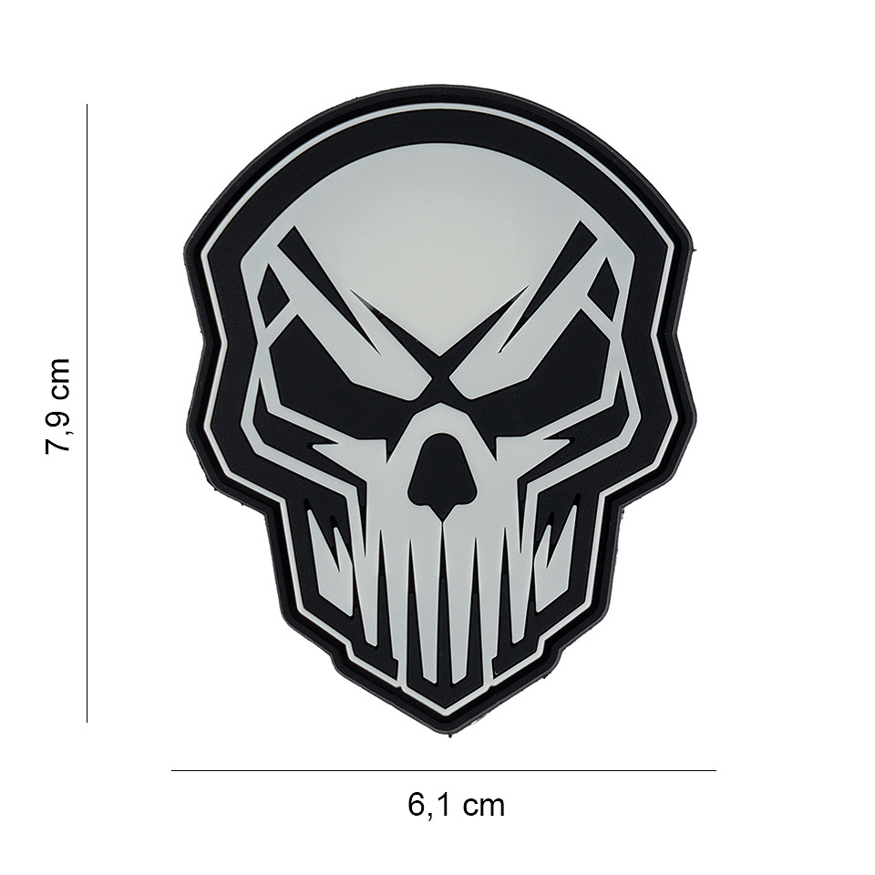 Embleem 3D PVC Angry skull glow in the dark #9062