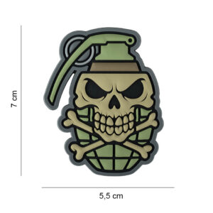 Embleem 3D PVC Handgranaat skull and bones #8106
