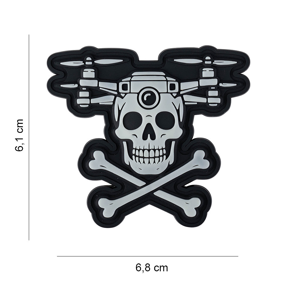 Embleem 3D PVC Drone Skull & Bones Glow in the dark #8017