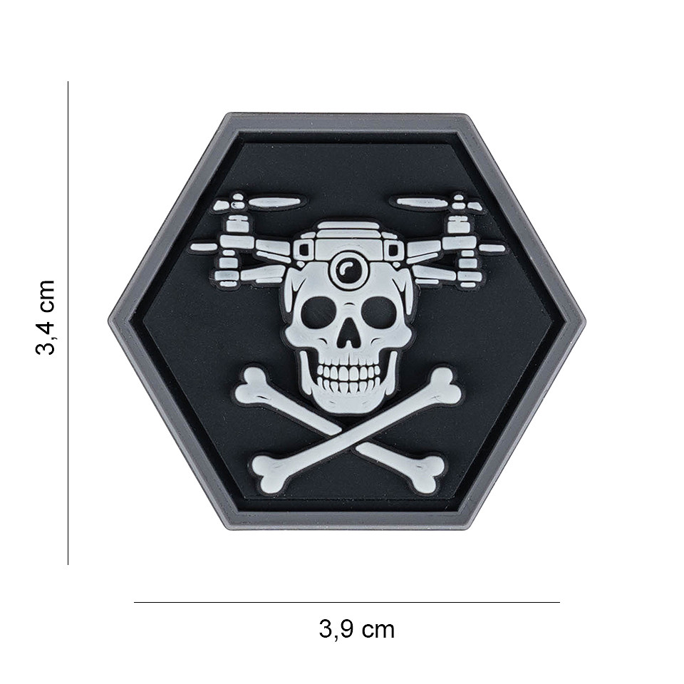 Embleem 3D PVC Hexagon Drone Skull & Bones Glow #8019