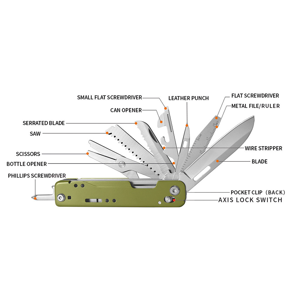 TF-2215 Cordura YKK TF-2215 Multitool mes 13 in 1 - Afbeelding 2