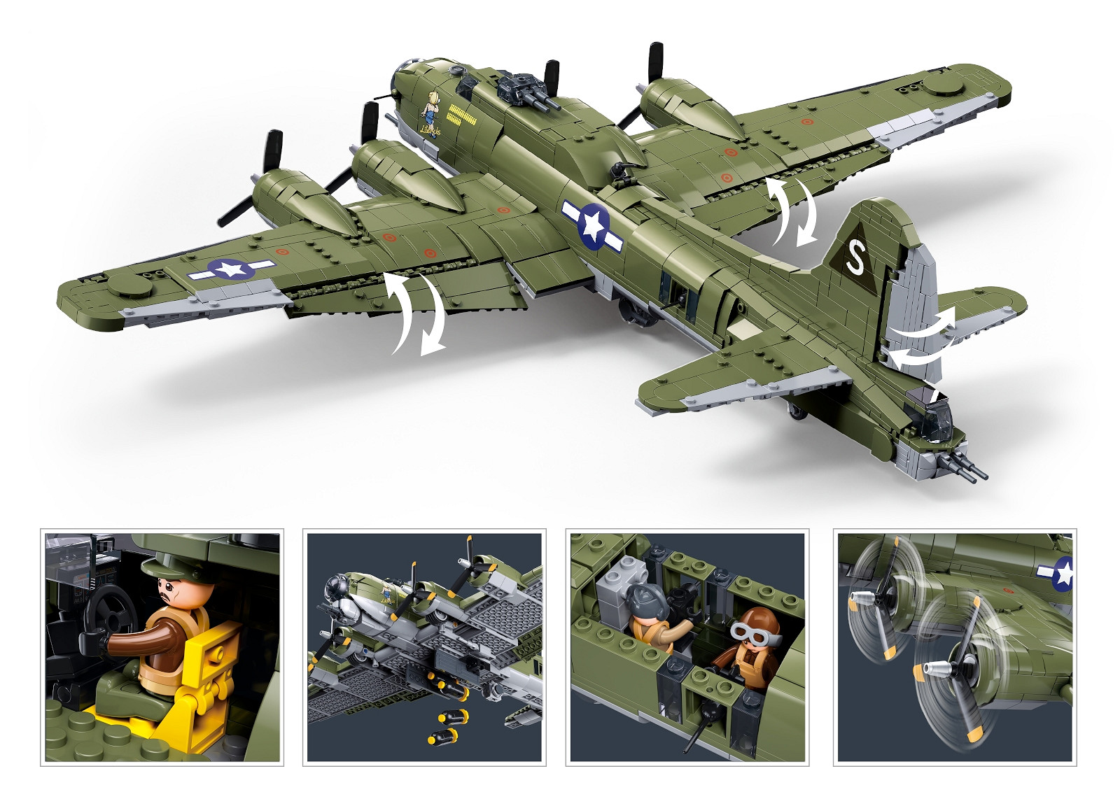 Sluban Sluban B17-GS bommenwerper Flying Fortress M38-B1367 #17001 - Afbeelding 5