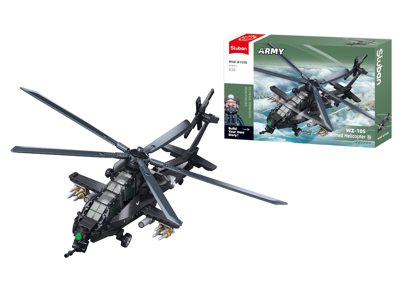 Sluban Sluban Army WZ-10S aanvalshelikopter 1/45 M38-B1558 #16130 - Afbeelding 6