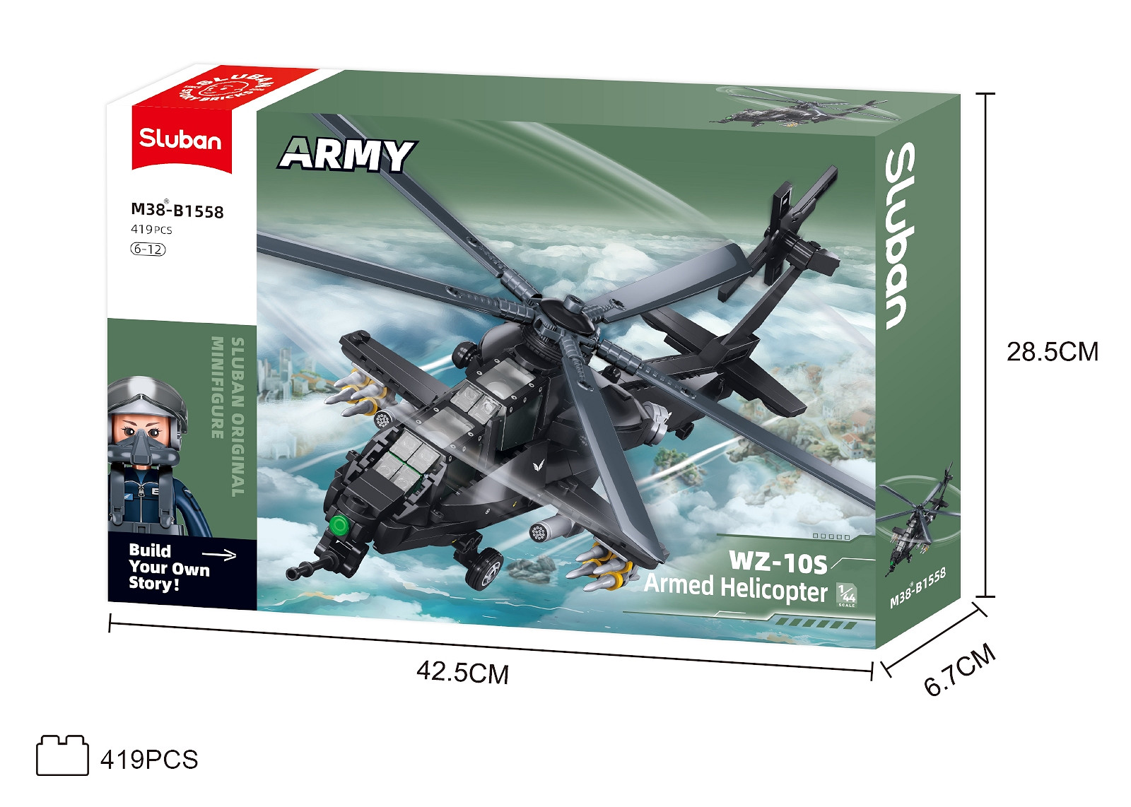 Sluban Sluban Army WZ-10S aanvalshelikopter 1/45 M38-B1558 #16130 - Afbeelding 8