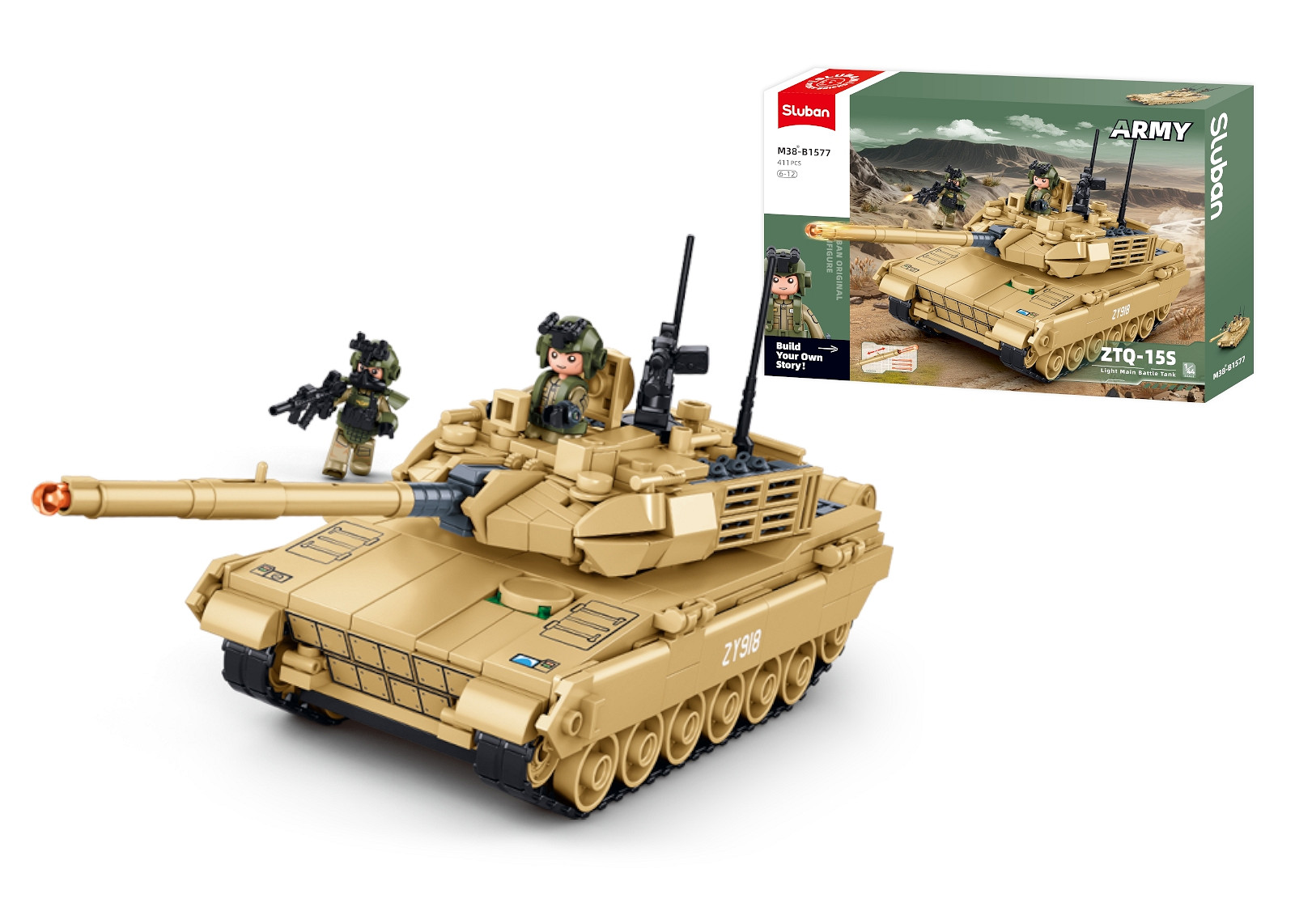 Sluban Sluban Army Type 15 Lichte Tank 1/45 M38-B1577 #16106 - Afbeelding 4