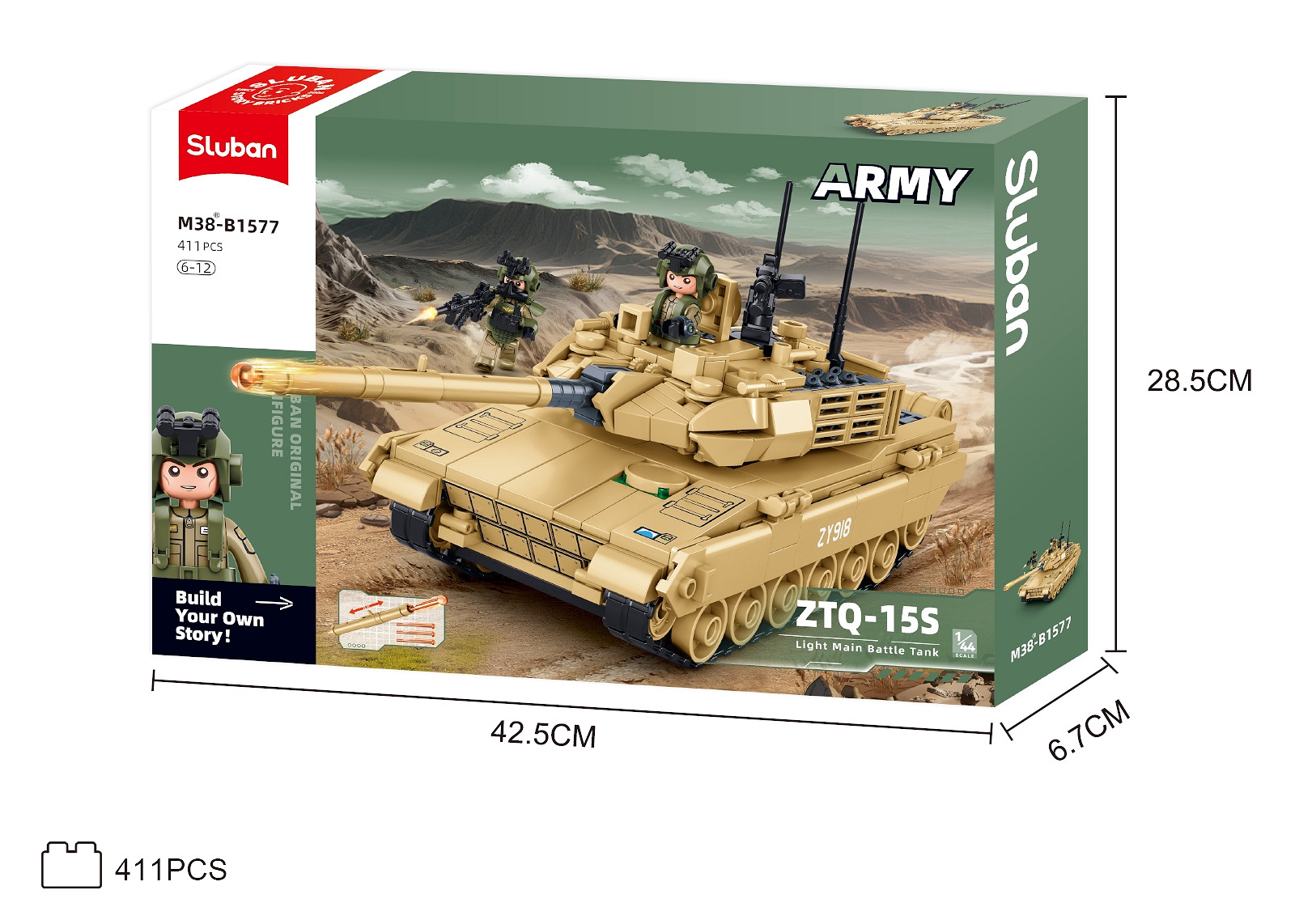 Sluban Sluban Army Type 15 Lichte Tank 1/45 M38-B1577 #16106 - Afbeelding 9