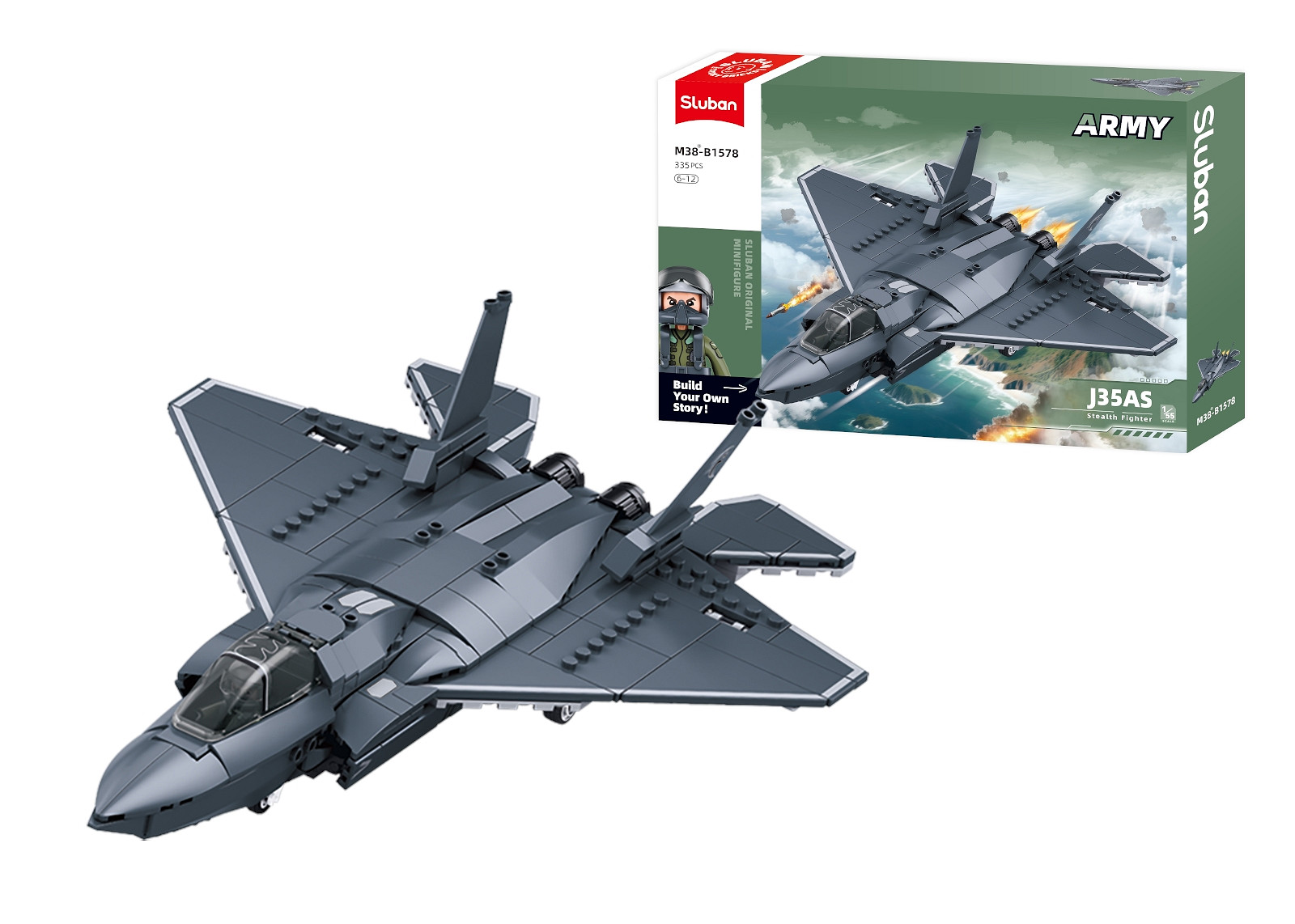 Sluban Sluban Army J35 Jachtvliegtuig 1/55 M38-B1578 #16095 - Afbeelding 7
