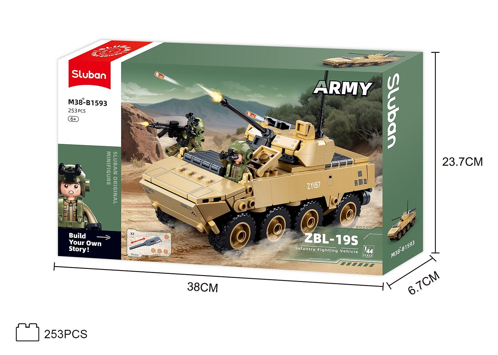 Sluban Sluban Army ZBL-19S Gevechtsvoertuig 1/44 M38-B1593 #16178 - Afbeelding 8