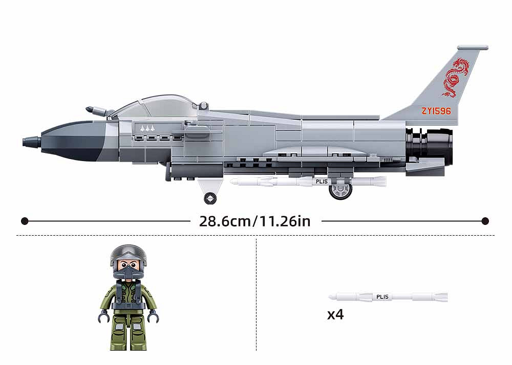 Sluban Sluban Army J-10CS Jachtvliegtuig 1/55 M38-B1596 #16142 - Afbeelding 5