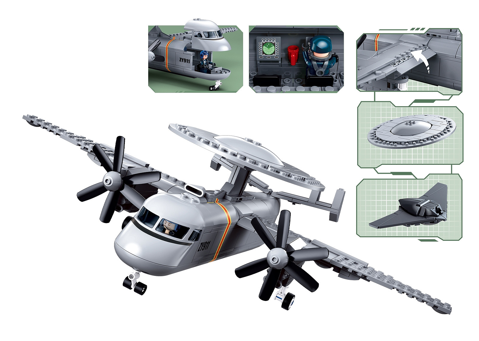 Sluban Sluban Army Kj 600 AEW-vliegtuig 1/55 M38-B1615 #16159 - Afbeelding 3
