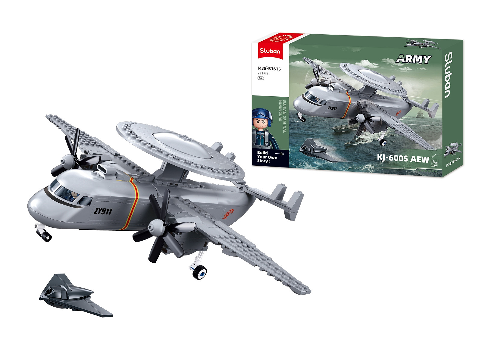 Sluban Sluban Army Kj 600 AEW-vliegtuig 1/55 M38-B1615 #16159 - Afbeelding 5