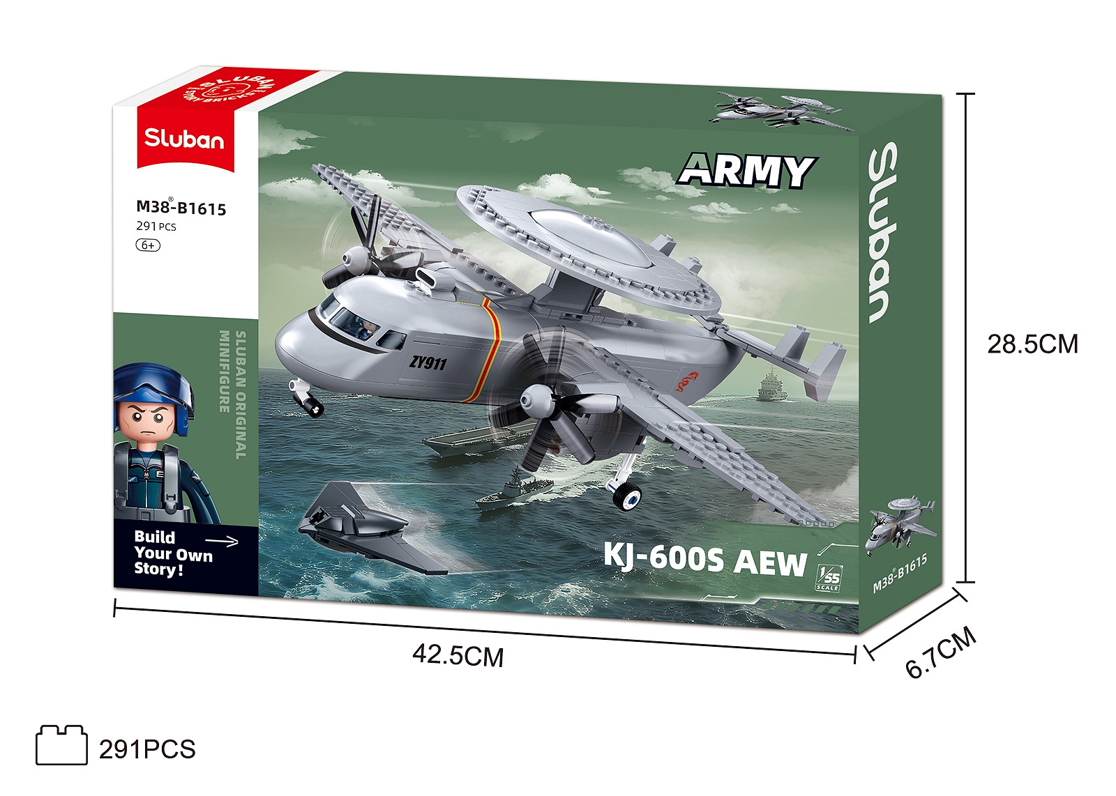 Sluban Sluban Army Kj 600 AEW-vliegtuig 1/55 M38-B1615 #16159 - Afbeelding 8