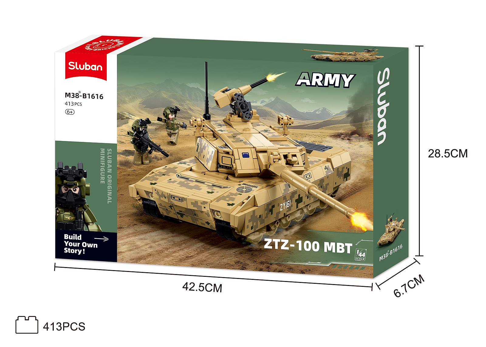 Sluban Sluban Army ZTZ100 Hoofdgevechtstank 1/44 M38-B1616 #16161 - Afbeelding 8